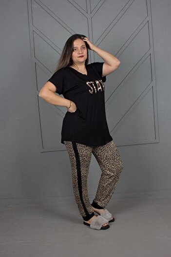 Truva XXL Plus Size Lace-Up V-Neck Pajama Suit