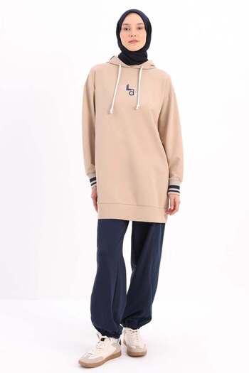 ALLDAY Sweat Tunic with Beige Embroidered Cuffs