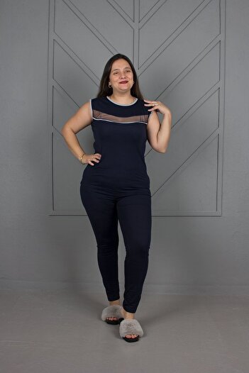 Truva XXL Plus Size Dressing Gown Nightgown Dark Blue
