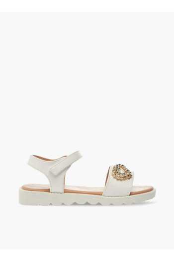 Flora Bella by Shoexpress Flora Bella Heart Accent Sandals with Hook and Loop Closure