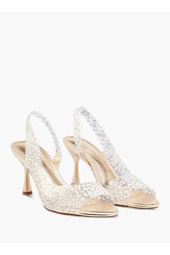 Celeste Women's Embellished Slingback Sandals with Flared Heels