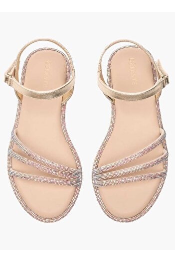 Celeste Girls' Embellished Strap Sandals with Hook and Loop Closure
