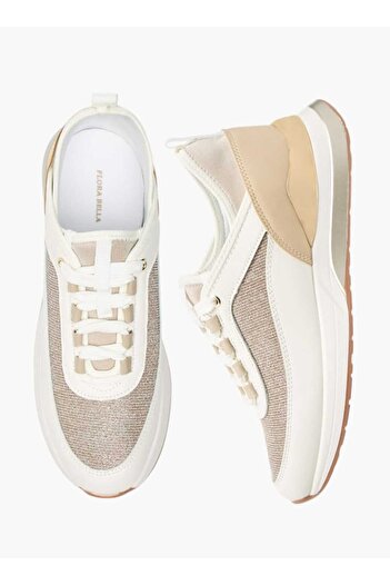 Flora Bella by Shoexpress Flora Bella Glitter Textured Sneakers with Lace-Up Closure
