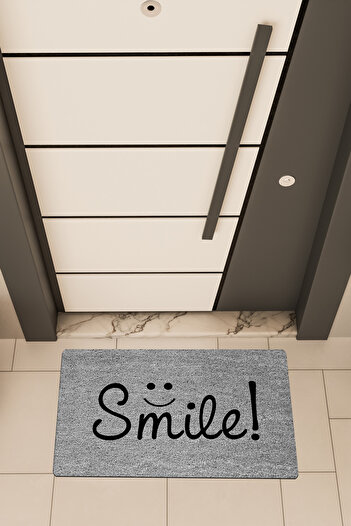 Dormot High Quality Digital Printing Gray, Smile Pattern Smile Themed Door Front Mat