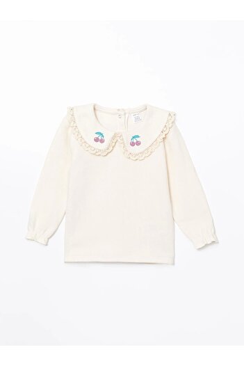 LC Waikiki Lcw Baby Ecru Crew Neck Baby Girl Sweatshirt and Leggings 2Pcs
