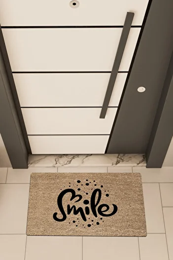 Dormot High Quality Digital Printing Brown, Dot Pattern Smile Themed Door Front Mat