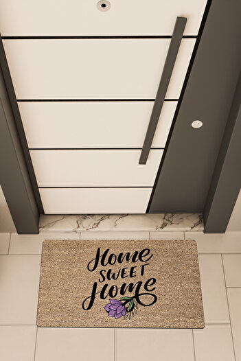 Dormot High Quality Digital Printing Brown, Purple Flower Home Sweet Home Themed Door Mat