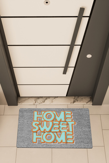 Dormot High Quality Digital Printing Gray, Colorful Patterned Home Sweet Themed Door Front Mat