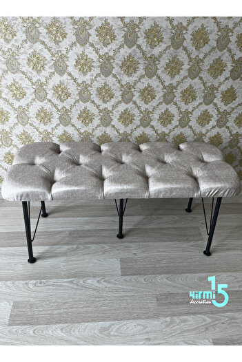 Yirmi15 Siyah Metal Ayaklı Bench  B1 Babyface Puf & Bench