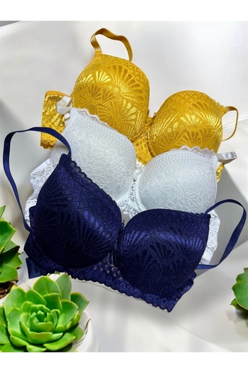 SATTENS Luxury Lace 3-Pack Supported Bra Push up Padded Bra