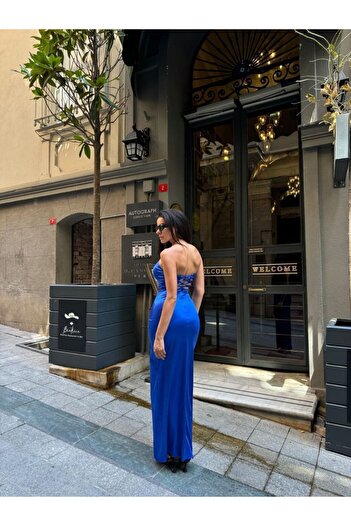 Secret Passion Lingerie Önü Düğüm Detaylı Saten Kumaş Sırt Dekolteli Straplez Abiye Elbise 582836 751