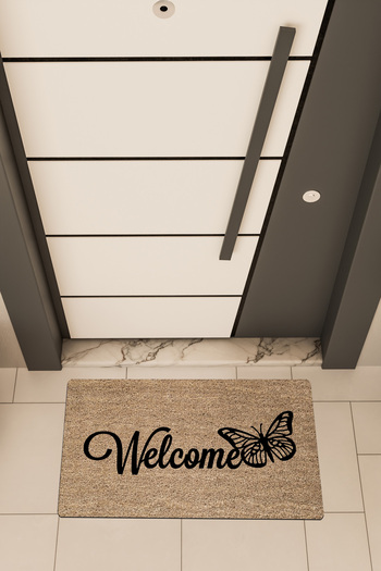 Dormot High Quality Digital Printing Brown, Welcome Butterfly Themed Door Front Mat