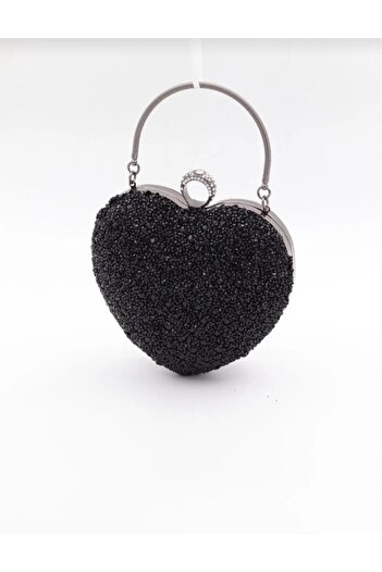 GP GUES POLO Heart Evening Bag with Crystal Silver Stone