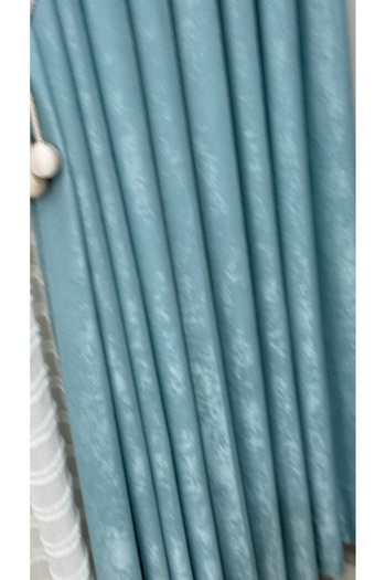 Fon Dünyası Luxury Velvet Textured - Background Curtain Light Turquoise Pleat (Single Wing)