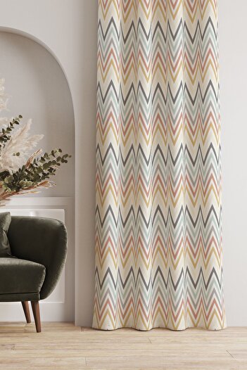 AYSHOME Ays Home - Zigzag Patterned Floorless Background Curtain (135X260 cm)