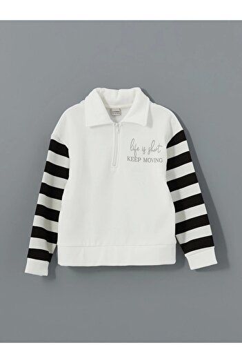 LC Waikiki LCW Kids Girl's Ecru Polo Thick Φούτερ με λαιμόκοψη - CENT TRADE