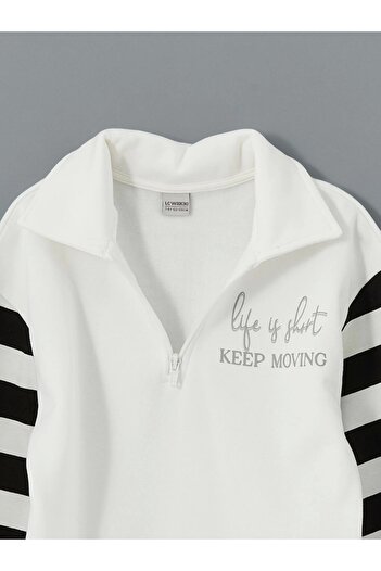 LC Waikiki LCW Kids Girl's Ecru Polo Thick Φούτερ με λαιμόκοψη - CENT TRADE