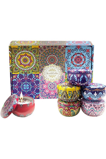 COOYA 6-Piece Scented Wick Candle Gift Set, With 6 Fabulous Fragrances, soy wax, Smokeless, for Relax