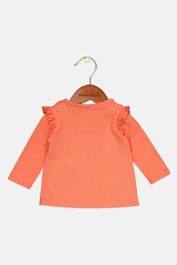 s.Oliver Toddlers Girl Crew Neck Printed Long Sleeve Tops, Coral