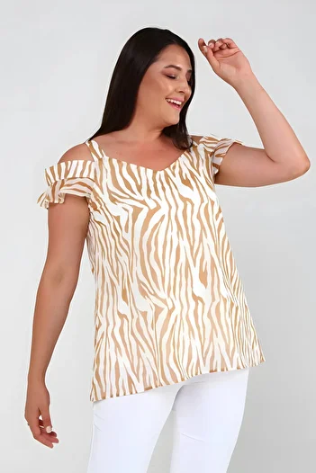 Hanezza Plus Size Zebra Patterned Chiffon Blouse: Feminine Elegance and Comfort