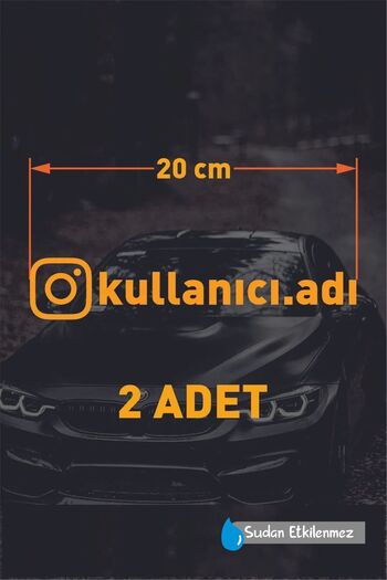 Piksel Sticker Instagram Kullanıcı Adı - 2 Adet 20 Cm - Araç - Motorsiklet - Cam Sticker Etiketi Folyo- Harf Kesim