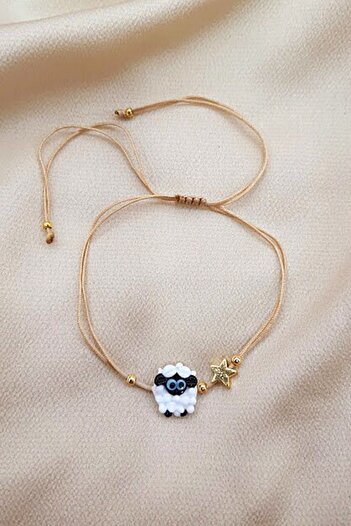 PETEK AKSESUAR Lamb Handmade Glass Murano Anklet Bracelet