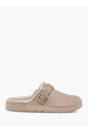 Le Confort Le Confort Solid Bedroom Mules with Fur Accent and Buckle Detail