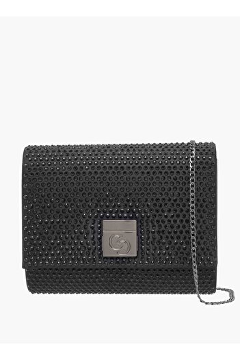 Celeste Embellished Crossbody Bag with Button Closure and Chain Strap - W 18 x H 14.5 x D 5 cm