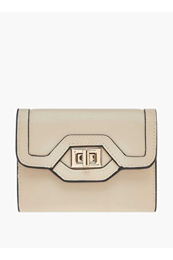 Celeste Solid Bi-Fold Wallet with Lock Clasp Closure - W 2.5 x H 9.5 x D 11.5 cm