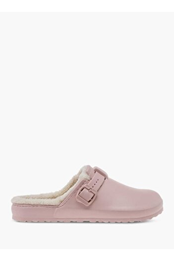 Le Confort Le Confort Solid Bedroom Mules with Fur Accent and Buckle Detail