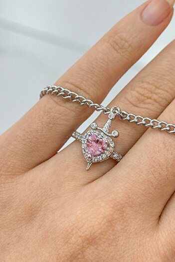 EFBUTİK Pink Prince and Hunter Couple Bracelet and Ring