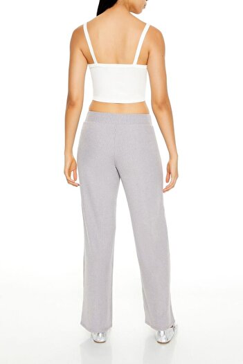 Forever 21 Ribana Mid-Rise Wide-Leg Pantolon
