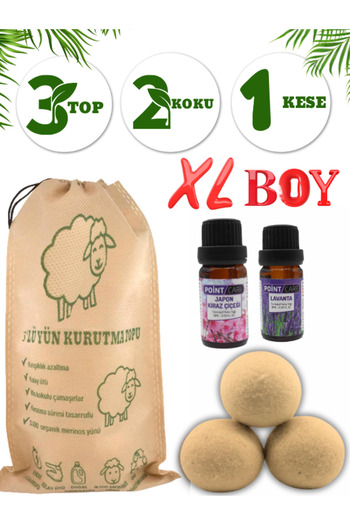 Biz Class 3 Balls - 2 Pieces Fragrance 1 Pouch Laundry Wool Drying Balls