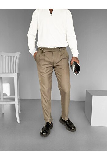ablukaonline Mink Men's Trousers - Pleated Fabric