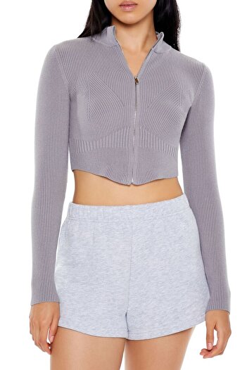 Forever 21 Crop Fermuarlı Kazak