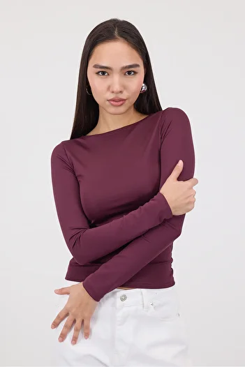 Addax Crew Neck Long Sleeve Basic Blouse B0252-J2