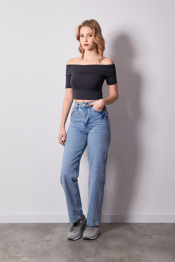Fulla Moda Blugi lați cu talie înaltă