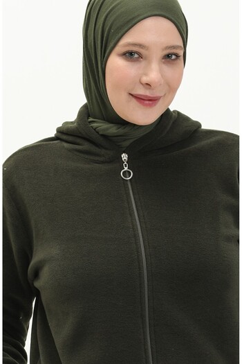 Kardelen Butik Ümraniye Hooded Fleece Cardigan - Araboy Zippered