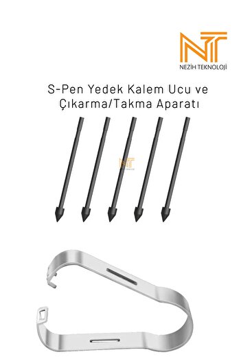 Nezih Case رأس قلم احتياطي من S-Pen وجهاز تثبيت - 5 رؤوس قلم احتياطية، متوافقة مع جميع موديلات S-Pen
