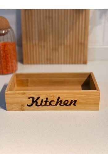 morponi Bamboo Kitchen Countertop Multi-Purpose Organizer - Storage Box - Organizer 22 cm X 11 cm