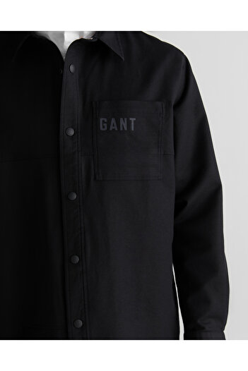 Gant Erkek Siyah Oversize Fit Logolu Gömlek