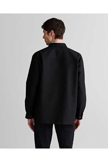 Gant Erkek Siyah Oversize Fit Logolu Gömlek