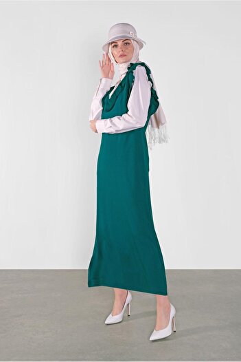 Alvina Long Knitwear Jille with Rush Detail 41036