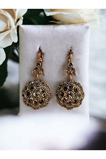 FAYRA ACCESSORIES Diamond Mounted Earrings with Crystal Stones