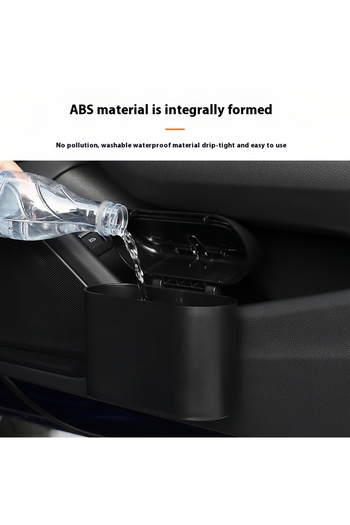 Saharaz Car Trash Can with Lid,with10 Rolls of Bin Bag Liners,Push On Design,Small Trash Bin for Car
