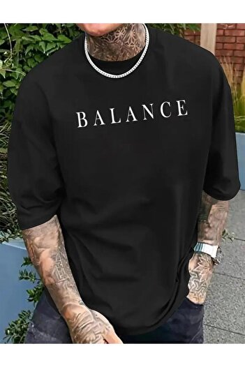caddekombin Bl Baskılı Pamuk Penye Yuvarlak Yaka Siyah T-shirt
