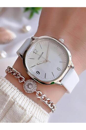 Coliseum Vintage Series Silicone Band Women's Wrist Watch and Bracelet Set - Cl.8365.Bm3