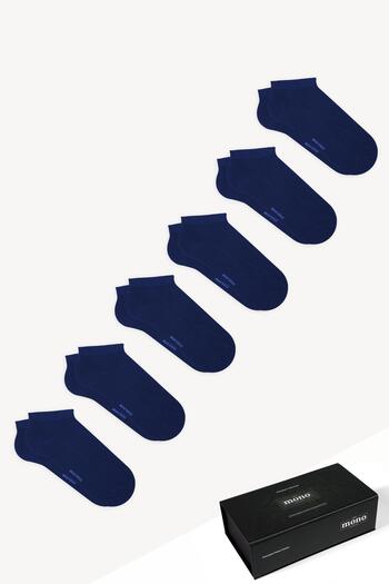 Mono Socks - 6 пар безшовних прямих бамбукових шкарпеток в коробці преміум-класу, темно-сині