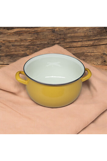 qussine 5 Liter Yellow Enameled Yogurt Convex Pot - 24 cm