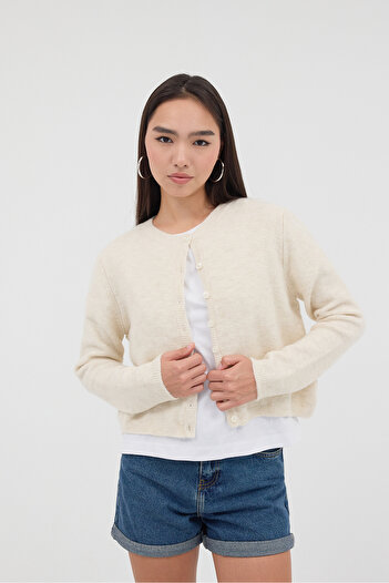 Addax Crew Neck Buttoned Knitwear Cardigan H3364-A10